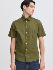 Casual Friday Green Aksel Short Sleeve Linen Blend Shirt - Image 1 of 8