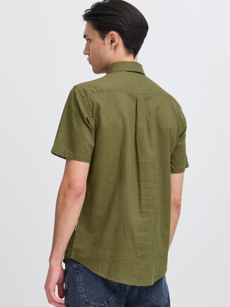 Casual Friday Green Aksel Short Sleeve Linen Blend Shirt - Image 2 of 8