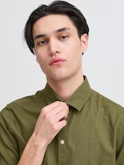 Casual Friday Green Aksel Short Sleeve Linen Blend Shirt - Image 5 of 8