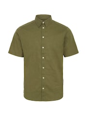 Casual Friday Green Aksel Short Sleeve Linen Blend Shirt - Image 6 of 8