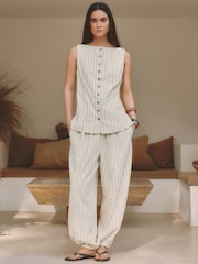 Albaray Linen Pinstripe Balloon Trousers - Εικόνα 1 του 6