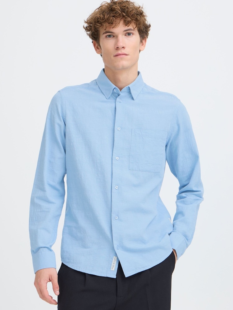 Casual Friday Blue Aaberg Long Sleeve Cotton Shirt - Image 1 of 8