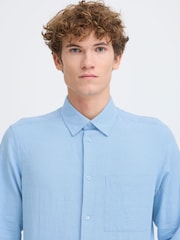 Casual Friday Blue Aaberg Long Sleeve Cotton Shirt - Image 5 of 8