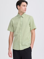 Casual Friday Green CfAksel Short Sleeve Linen Blend Shirt - Image 1 of 8