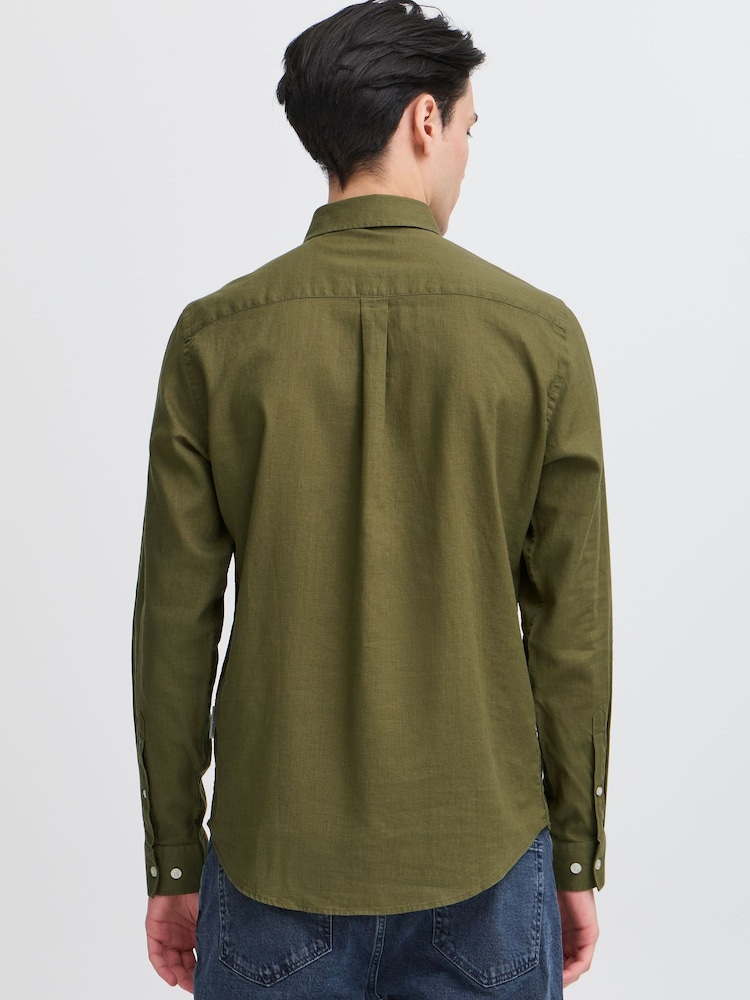 Casual Friday Green CfAnton Long Sleeve Linen Blend Shirt - Image 2 of 8 Casual Friday Green CfAnton Long Sleeve Linen Blend Shirt - Image 2 of 8