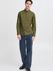 Casual Friday Green CfAnton Long Sleeve Linen Blend Shirt - Image 3 of 8