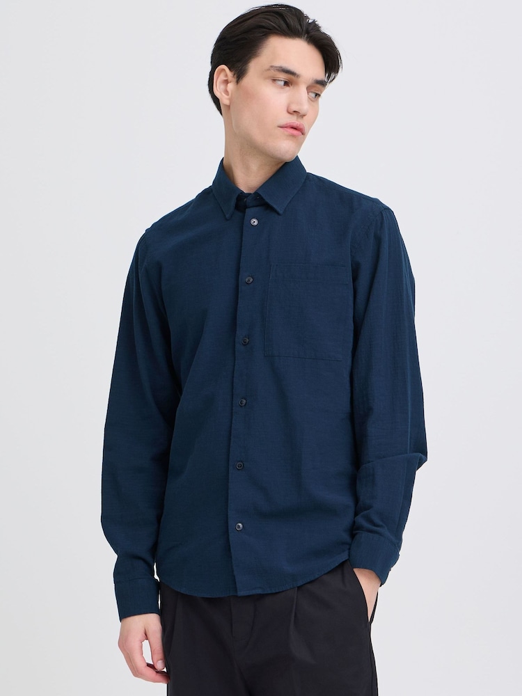 Casual Friday Blue Aaberg Long Sleeve Structured Shirt - Image 1 of 8