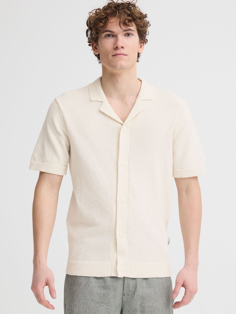 Casual Friday White Lindholm Regular Fit Resort Knit Shirt - Image 1 of 8 Casual Friday White Lindholm Regular Fit Resort Knit Shirt - Image 1 of 8