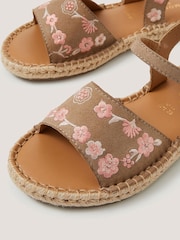 Monsoon Brown Floral Embroidered Espadrille Sandals - Image 3 of 3