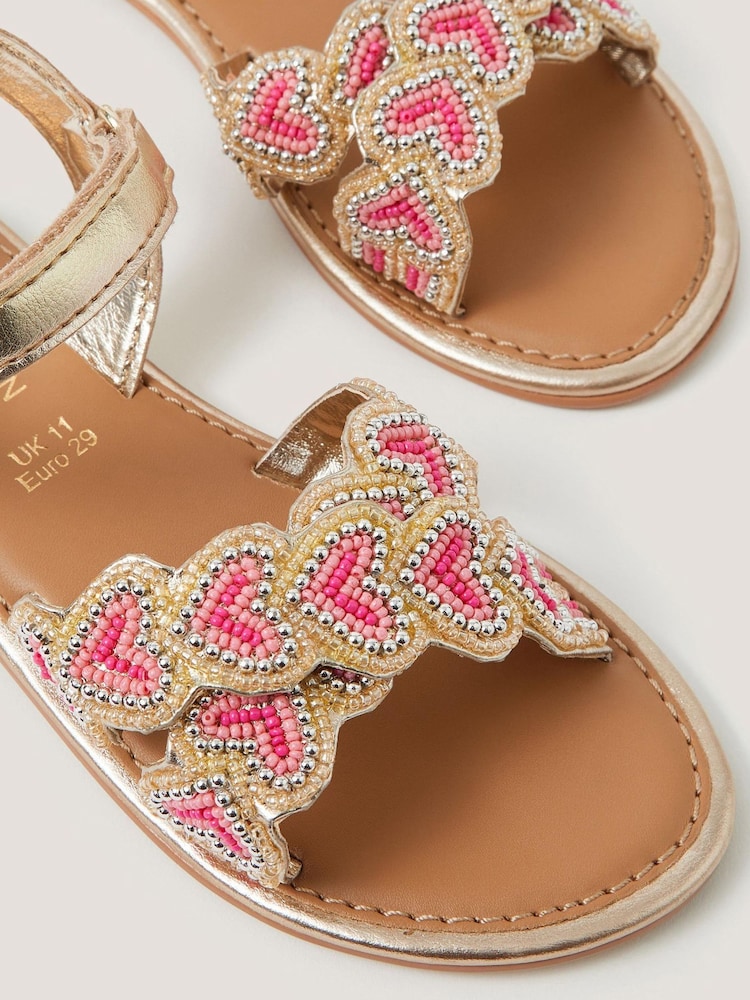 Monsoon Pink Heart Beaded Sandals - Image 3 of 3 Monsoon Pink Heart Beaded Sandals - Image 3 of 3
