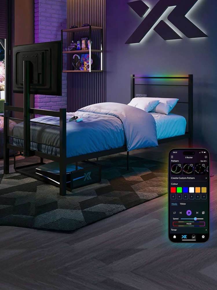 X Rocker Black Basecamp RGB Bed with App Controlled LED - Image 1 of 6