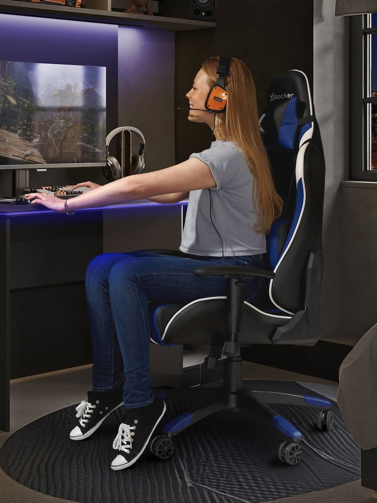 X Rocker Black Blue Agility Sport Esport Gaming Chair - Image 2 of 5 X Rocker Black Blue Agility Sport Esport Gaming Chair - Image 2 of 5