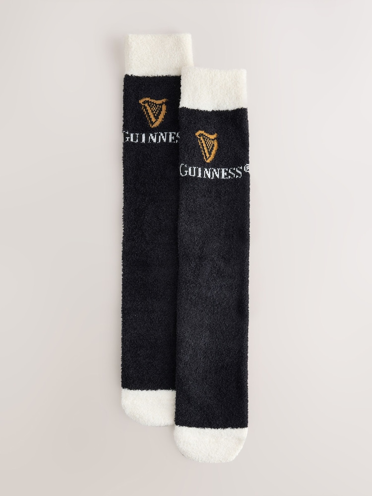 Black/White Guinness Fluffy Novelty Socks in Box 1 Pack - Image 1 of 6