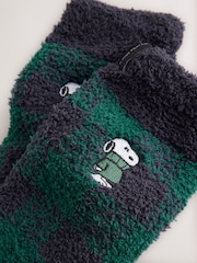Green Check Snoopy Fluffy Novelty Socks in Box 1 Pack - Image 5 of 7