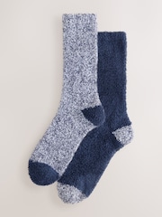 Blue Navy Fluffy Socks 2 Pack - Image 1 of 7