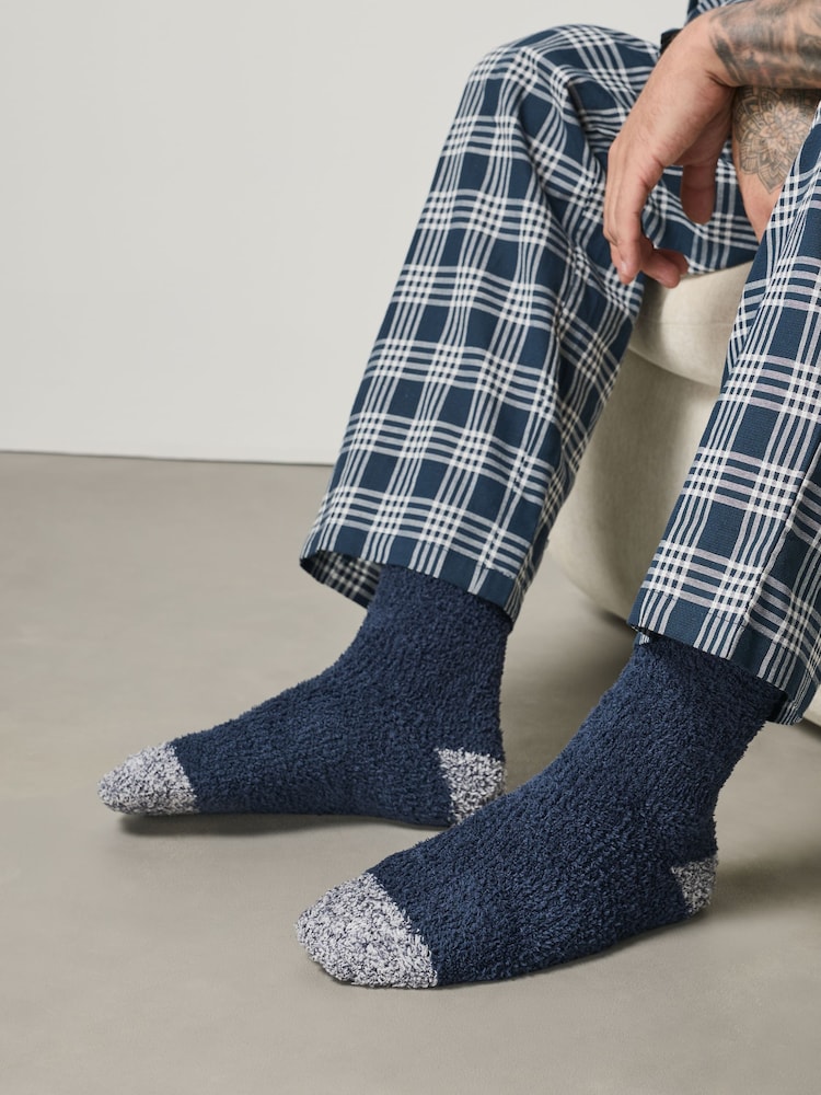 Black/Blue Fluffy Socks 4 Pack - Image 2 of 9
