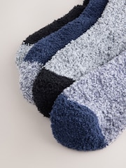 Black/Blue Fluffy Socks 4 Pack - Image 8 of 9