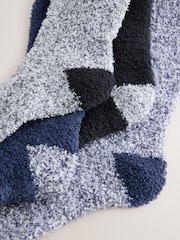 Black/Blue Fluffy Socks 4 Pack - Image 9 of 9