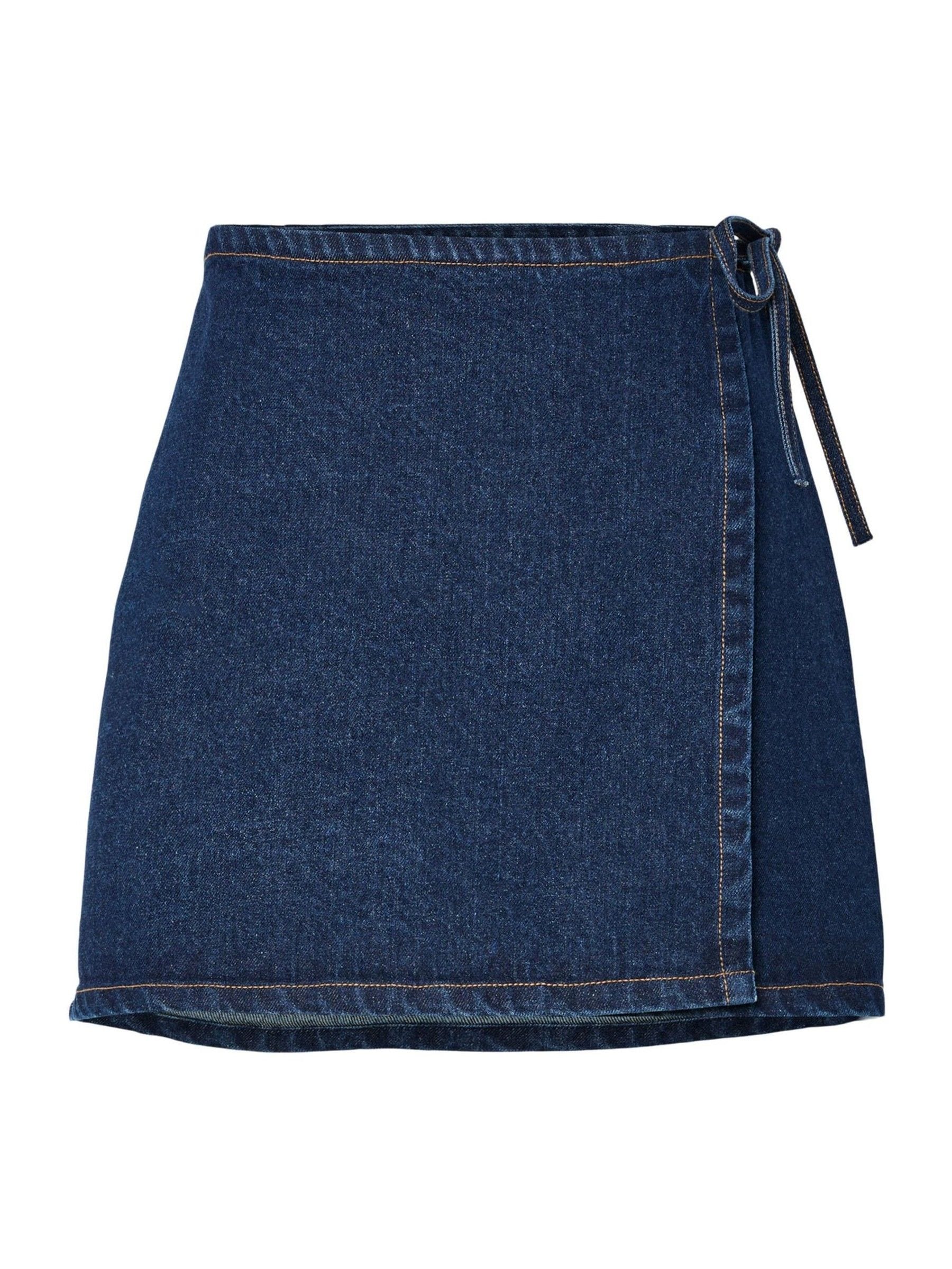 Buy PIECES Blue Mid Waist Wrap Denim Skirt from Next USA