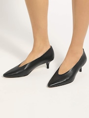 Dune London Black Leather Aris Court Shoes - Image 1 of 6