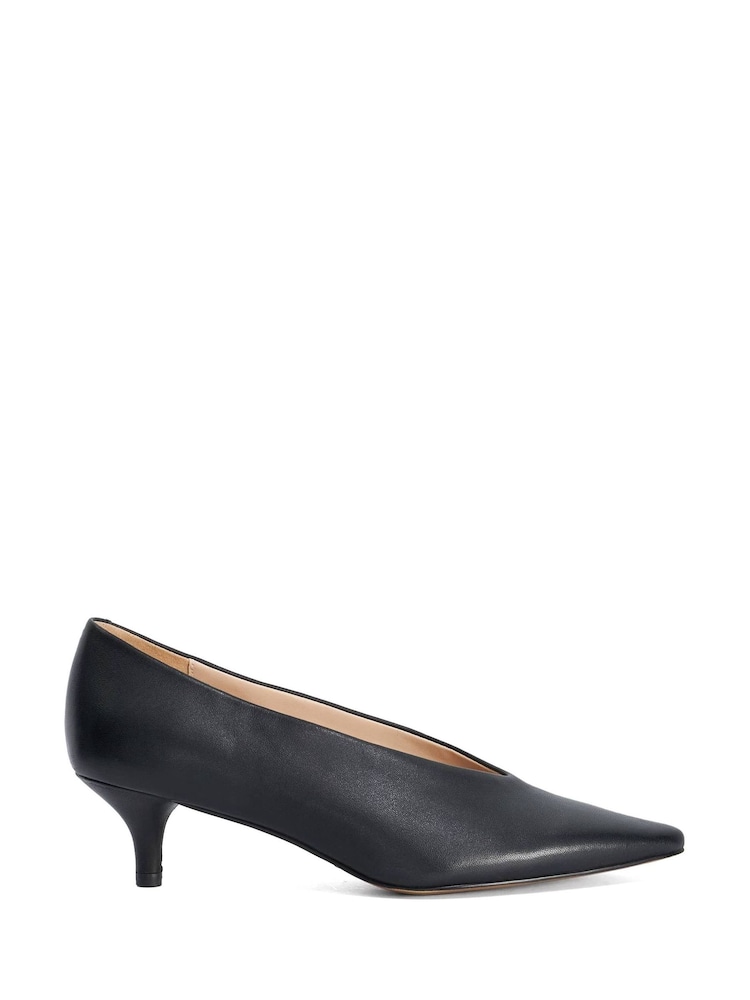 Dune London Black Leather Aris Court Shoes - Image 2 of 6