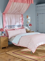 Cath Kidston Red/Blue Treasure Stripe Ric Rac Trim 100% Cotton Duvet Cover and Pillowcase Set - Image 1 of 5