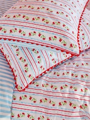 Cath Kidston Red/Blue Treasure Stripe Ric Rac Trim 100% Cotton Duvet Cover and Pillowcase Set - Image 3 of 5