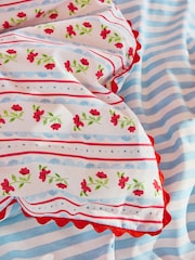 Cath Kidston Red/Blue Treasure Stripe Ric Rac Trim 100% Cotton Duvet Cover and Pillowcase Set - Image 4 of 5