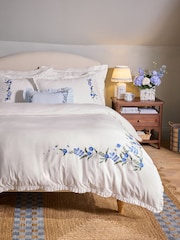 Cath Kidston Blue Forget Me Knot Embroidered Frill 100% Cotton Duvet Cover and Pillowcase Set - Image 1 of 21