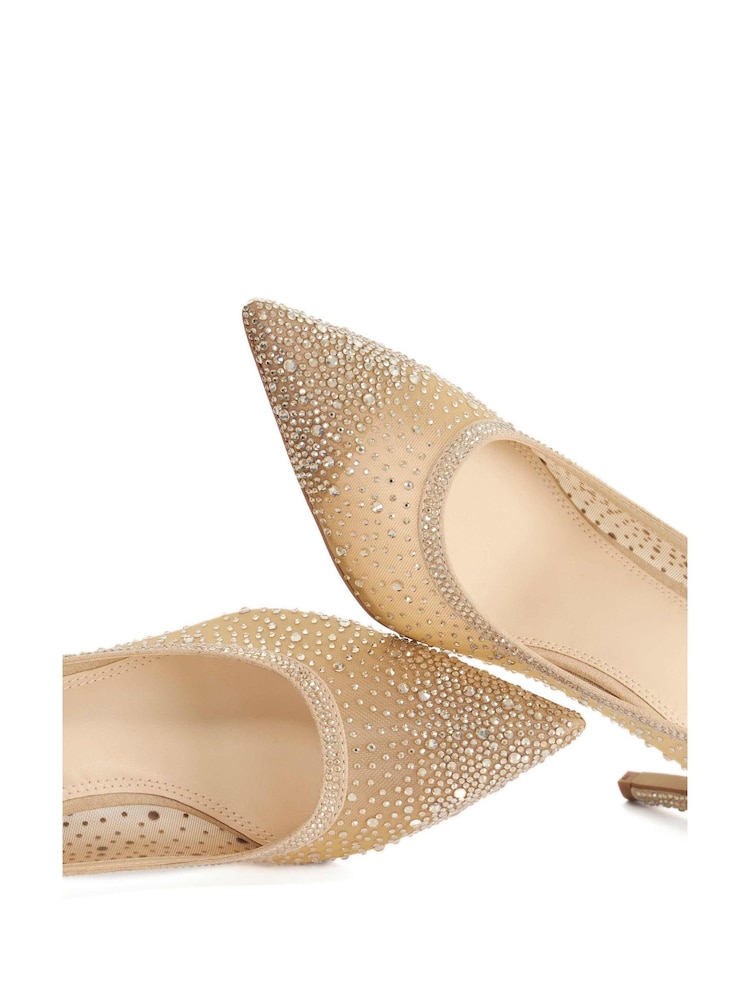 Dune London Natural Regular Fit Brightest Embellished Hotfix Court Heels - Image 5 of 5