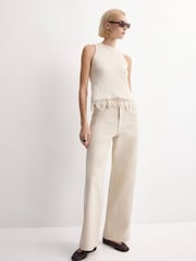 Mango Cream Sleevless Lace Hem Knit Top - Image 2 of 5