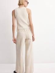 Mango Cream Sleevless Lace Hem Knit Top - Image 3 of 5