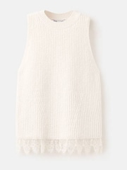 Mango Cream Sleevless Lace Hem Knit Top - Image 5 of 5
