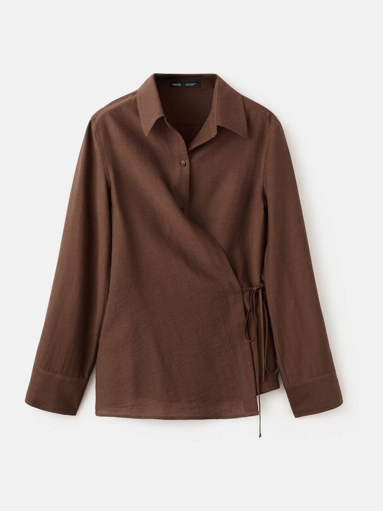 Mango Brown Wrap Tie Waist Shirt - Image 10 of 10