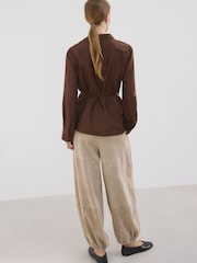 Mango Brown Wrap Tie Waist Shirt - Image 3 of 10