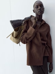 Mango Brown Wrap Tie Waist Shirt - Image 6 of 10