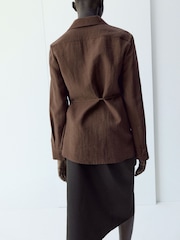 Mango Brown Wrap Tie Waist Shirt - Image 7 of 10