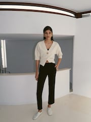 Mango Cream Short Sleeve Hardware Knit Cardigan - Image 1 of 4