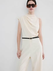 Mango Cream Sleeveless Drape Jumpsuit - Image 2 of 6