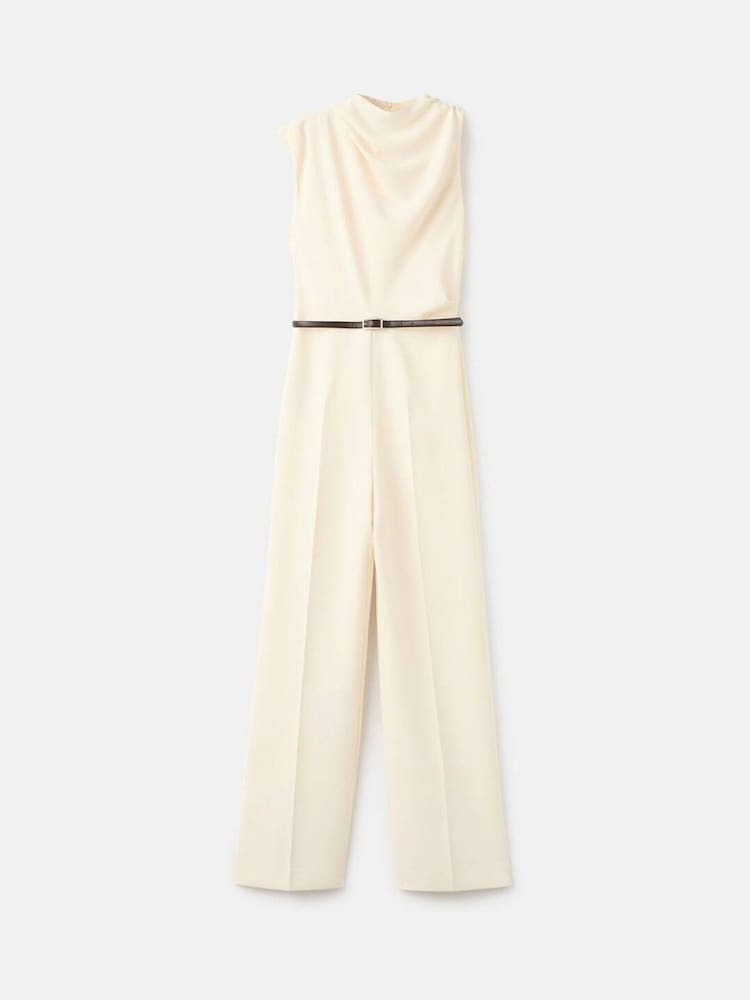 Mango Cream Sleeveless Drape Jumpsuit - Image 6 of 6