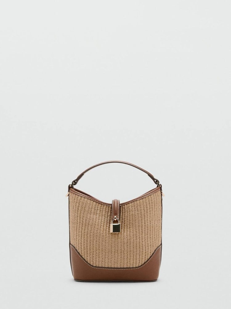 Mango Brown Straw Crossbody Bag - Image 1 of 3