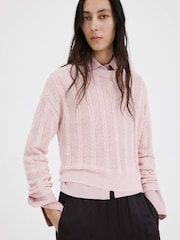 Mango Purple Stitch Detail Cotton Blend Jumper - Image 1 of 5