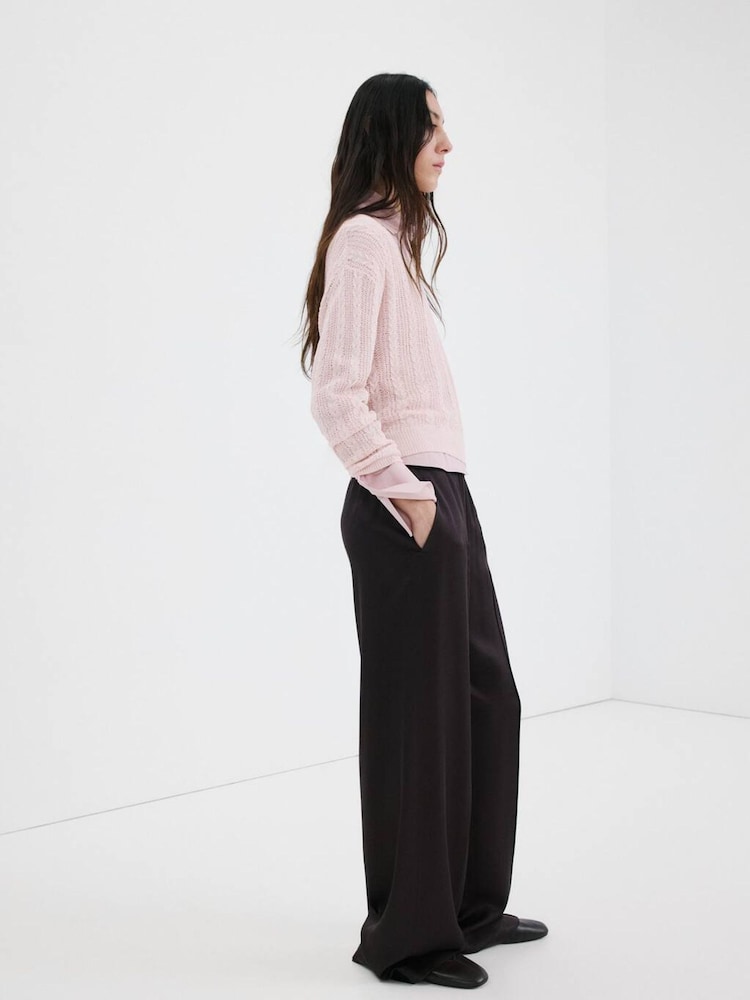 Mango Purple Stitch Detail Cotton Blend Jumper - Image 2 of 5