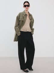 Mango Brown Ribbed Knit Hem Cardigan - Image 3 of 5