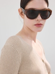 Mango Brown Ribbed Knit Hem Cardigan - Image 4 of 5