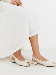 JD Williams Cream Flat Peep Toe Slingback Sandals - Image 1 of 4