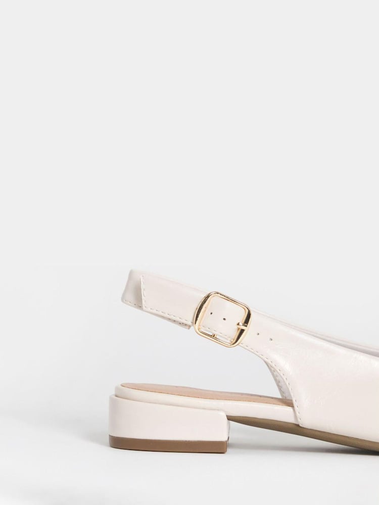 JD Williams Cream Flat Peep Toe Slingback Sandals - Image 4 of 4