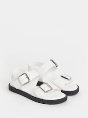 JD Williams White Two Part Buckle Comfort Sandals - Image 3 of 4