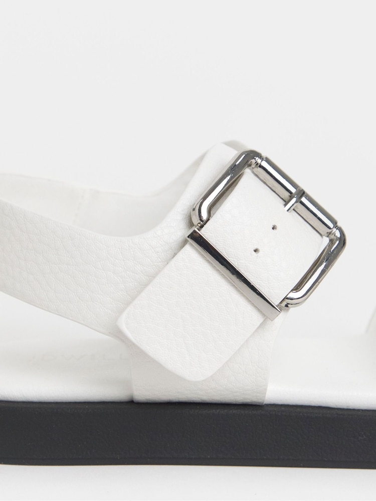 JD Williams White Two Part Buckle Comfort Sandals - Image 4 of 4