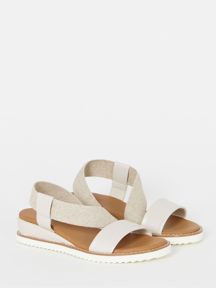 JD Williams White Tubular Assymetric Low Wedge Sandals - Image 2 of 4